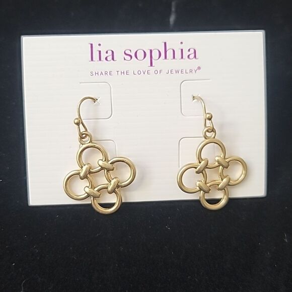 NEW! Lia Sophia Gold Dangle Earrings - Picture 1 of 2